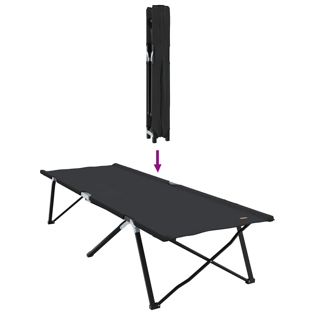 Folding Camping Bed Black 206 x 76 x 74 cm Oxford and Steel