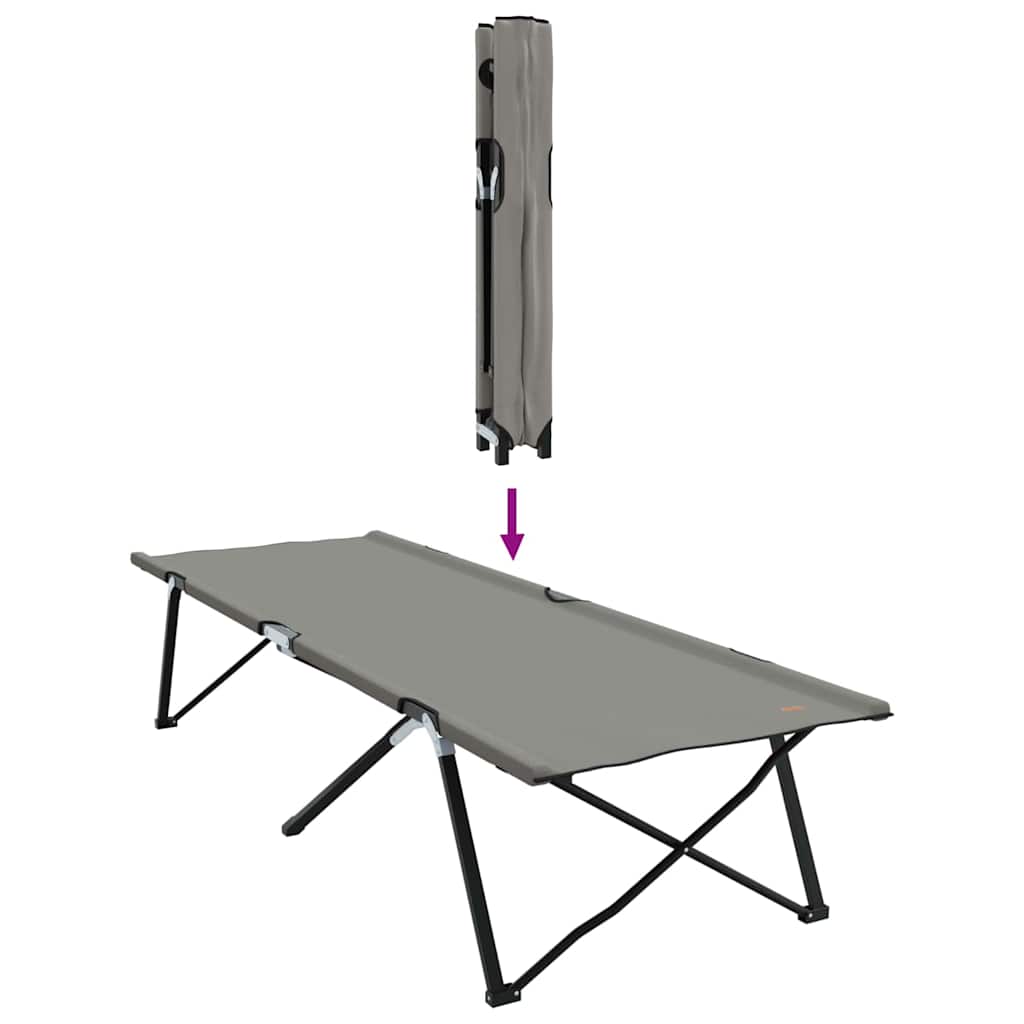 Folding Camping Bed Grey 206 x 76 x 74 cm Oxford and Steel