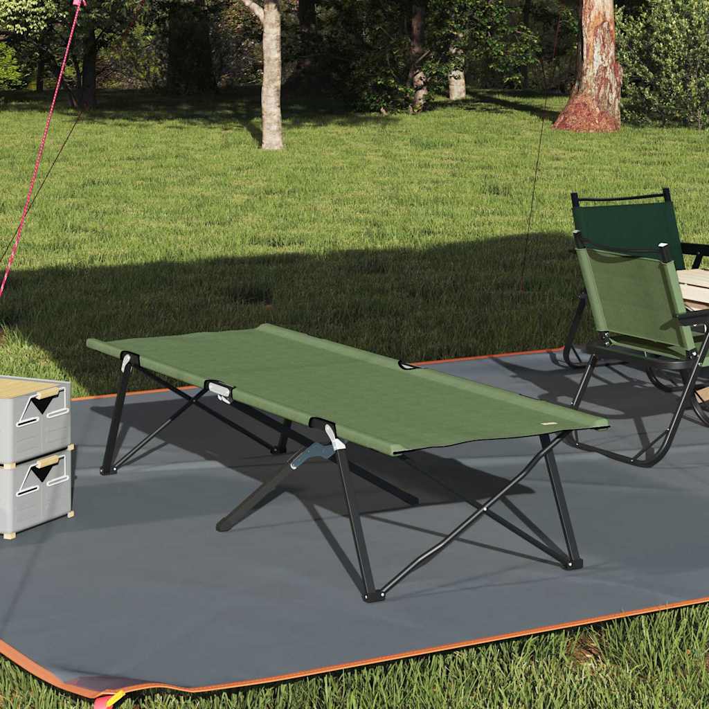Folding Camping Bed Green 206 x 76 x 74 cm Oxford and Steel