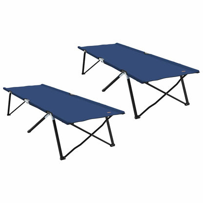 Folding Camping Bed Folding Manual 2 pcs Blue 206 x 76 x 74 cm