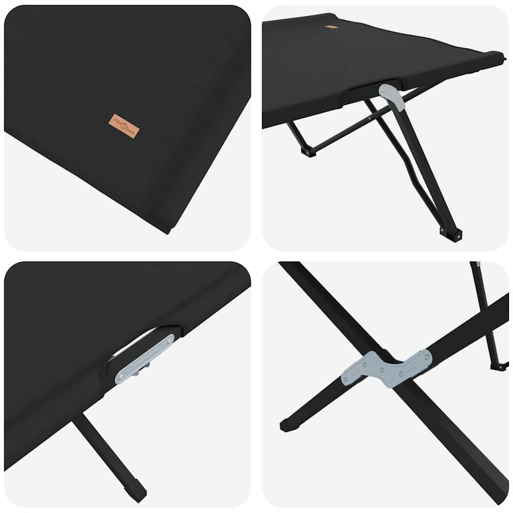 Folding Camping Bed Folding Manual 2 pcs Black 206 x 76 x 74 cm