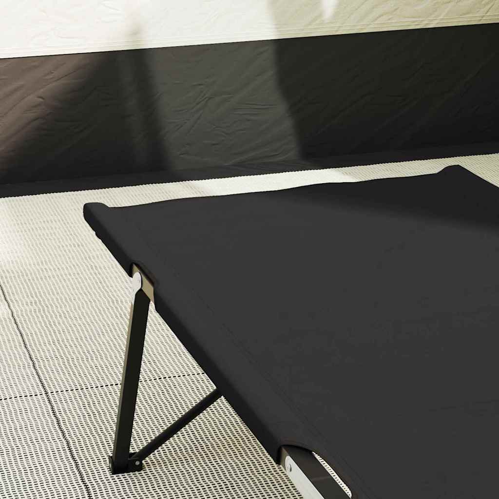 Folding Camping Bed Folding Manual 2 pcs Black 206 x 76 x 74 cm