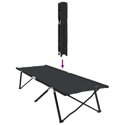 Folding Camping Bed Folding Manual 2 pcs Black 206 x 76 x 74 cm