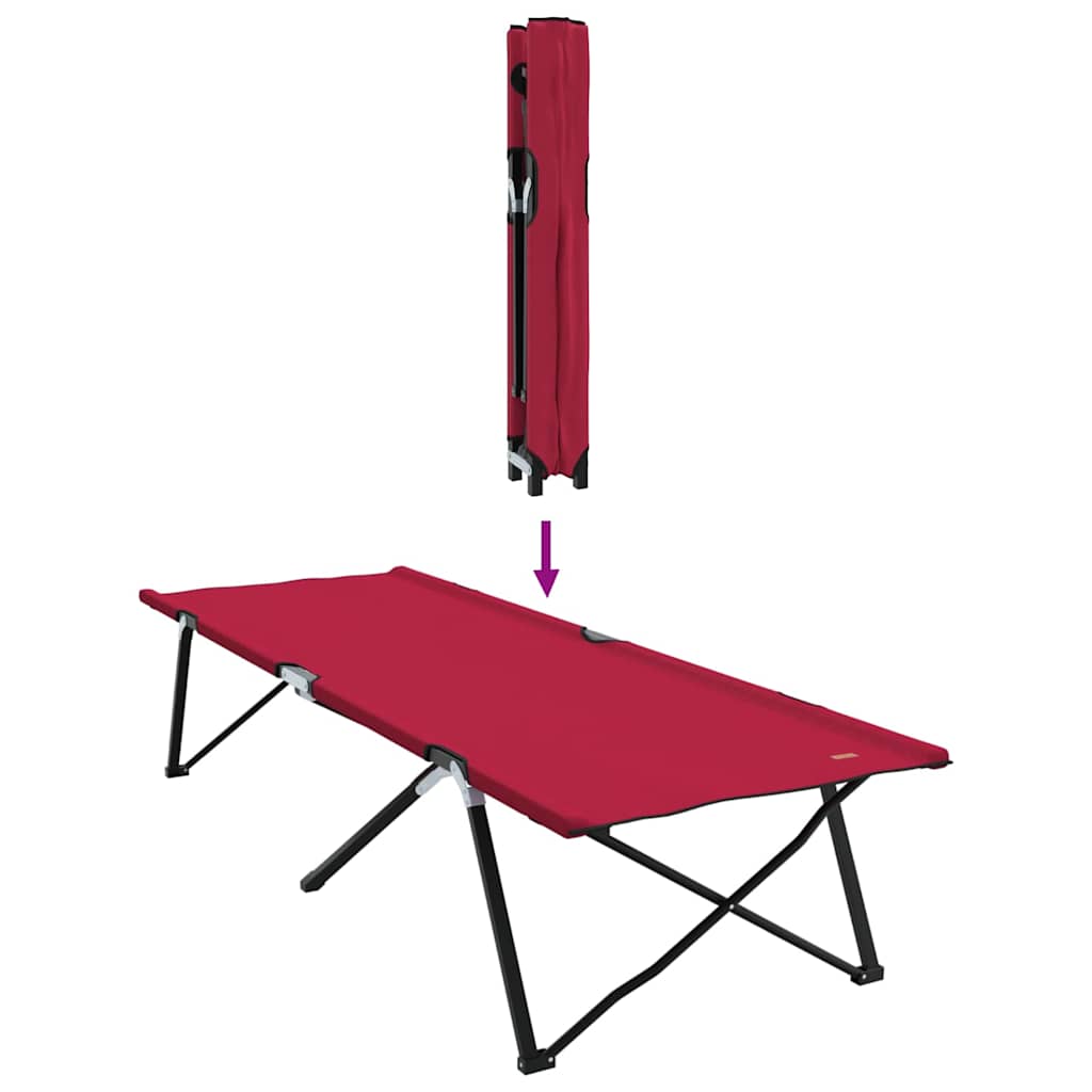 Folding Camping Bed 2 pcs Red 206 x 76 x 74 cm Oxford and Steel
