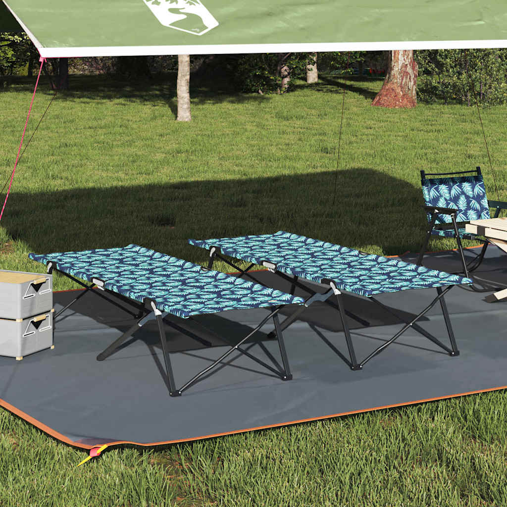 Folding Camping Bed Folding Leaf 2 pcs Forest 206 x 76 x 74 cm