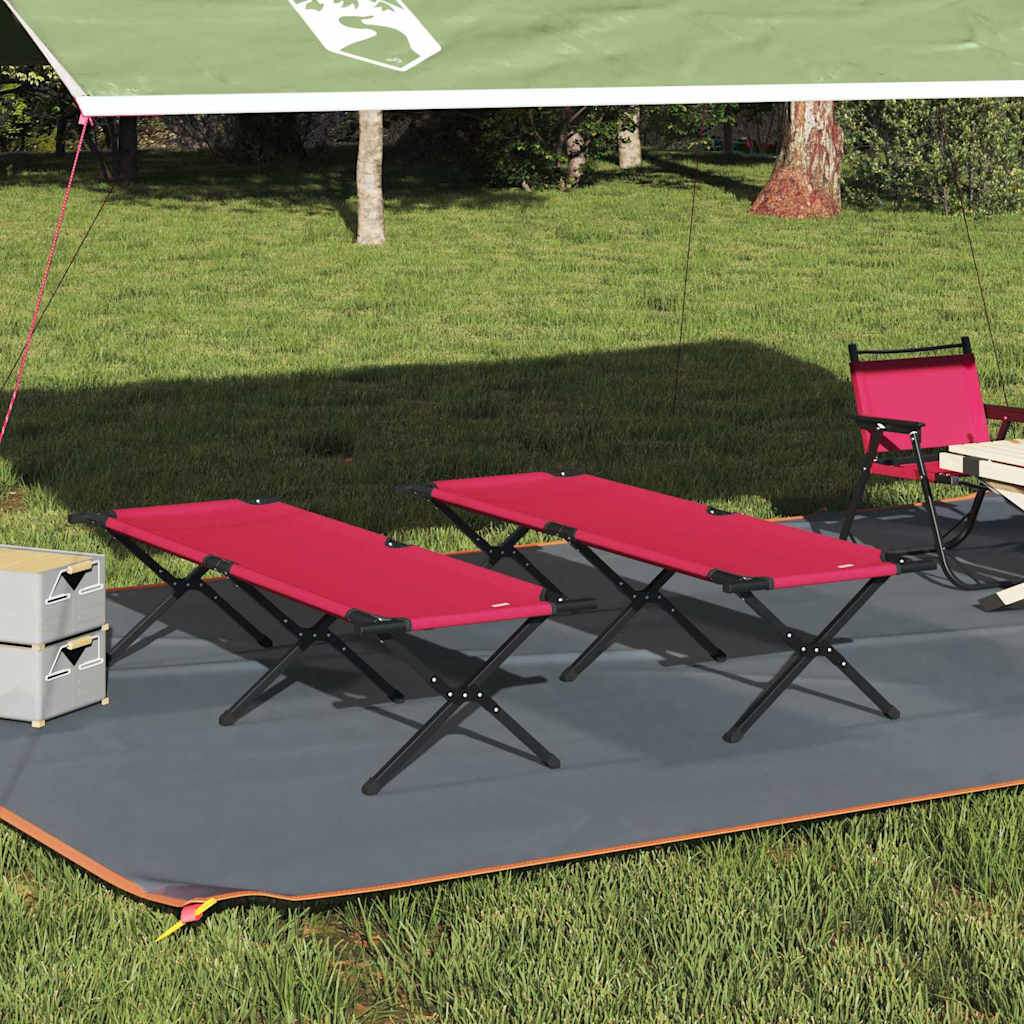 Folding Camping Bed 2 pcs Red 193 x 69 x 45 cm Oxford fabric