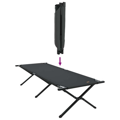 Folding Camping Bed Manual Black 210 x 80 x 46 cm Oxford fabric