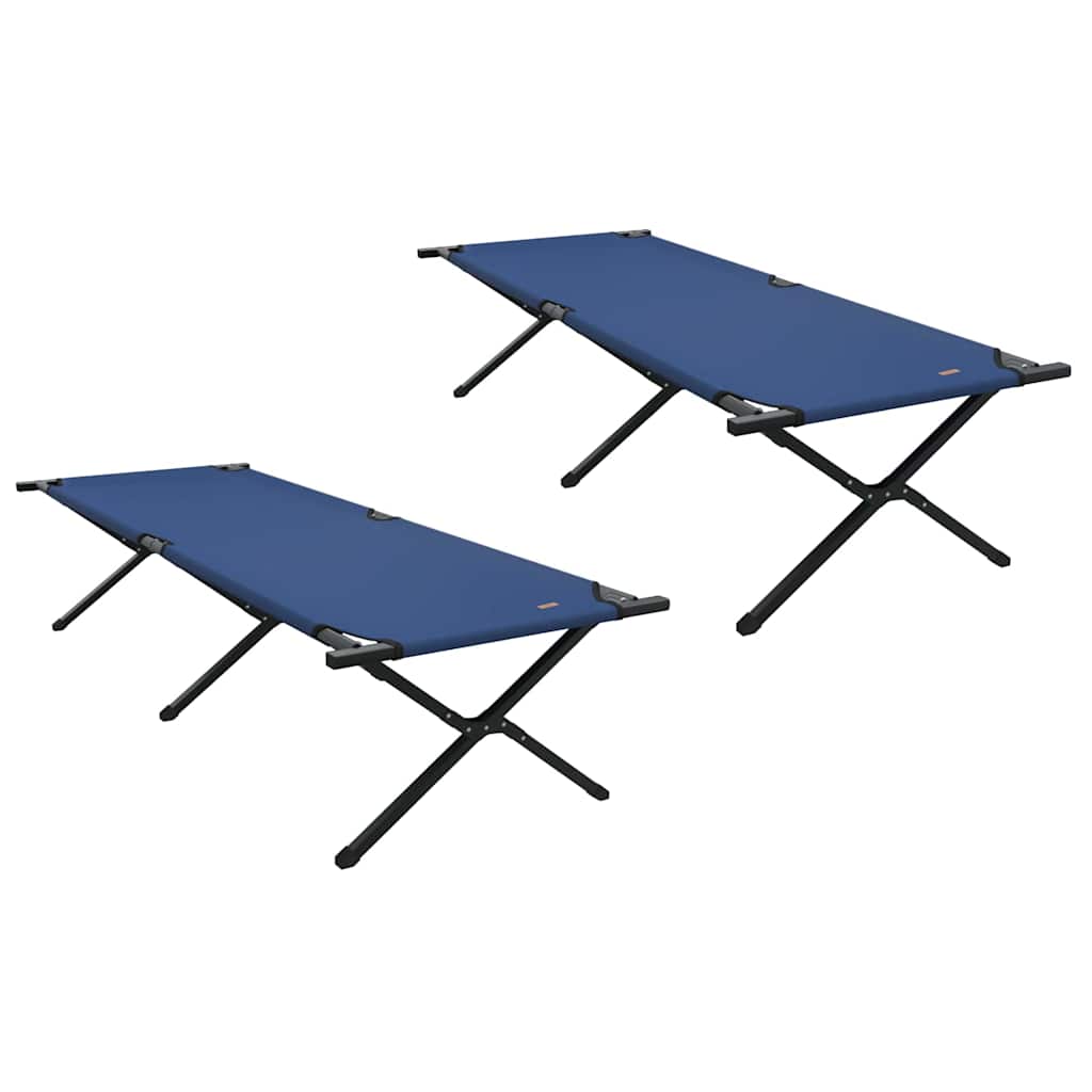 Folding Camping Bed 2 pcs Blue 210 x 80 x 46 cm Oxford fabric