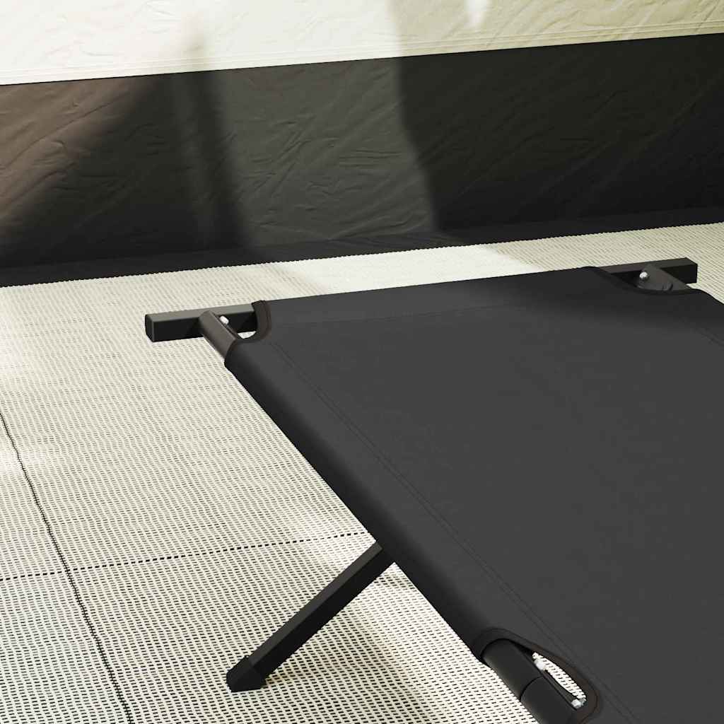 Folding Camping Bed 2 pcs Black 210 x 80 x 46 cm Oxford fabric