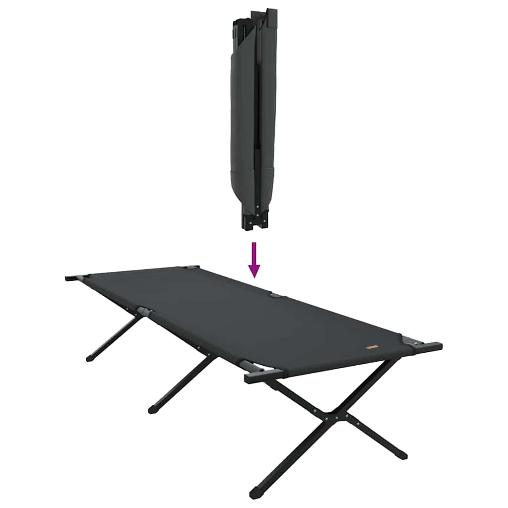 Folding Camping Bed 2 pcs Black 210 x 80 x 46 cm Oxford fabric