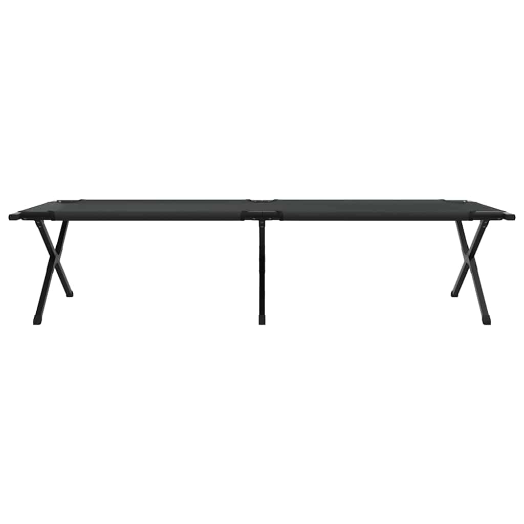 Folding Camping Bed 2 pcs Black 210 x 80 x 46 cm Oxford fabric