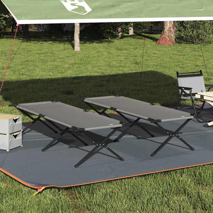 Folding Camping Bed 2 pcs Grey 210 x 80 x 46 cm Oxford fabric