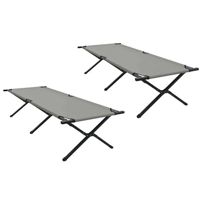 Folding Camping Bed 2 pcs Grey 210 x 80 x 46 cm Oxford fabric