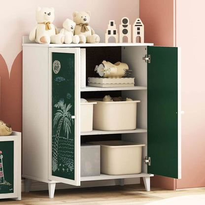 Cabinet with Two Doors and Chalkboard Front ROROS White