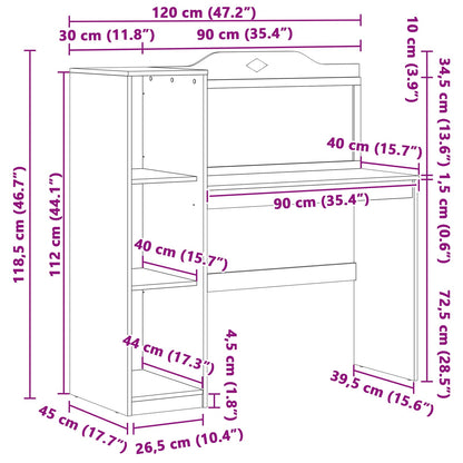 Desk with Open Storage and Chalkboard with Shelf ROROS White