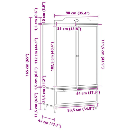 Chalkboard Wardrobe with Drawer ROROS White 90 x 45 x 165 cm