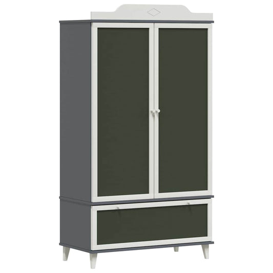 Chalkboard Wardrobe with Drawer Grey and white Engineered wood