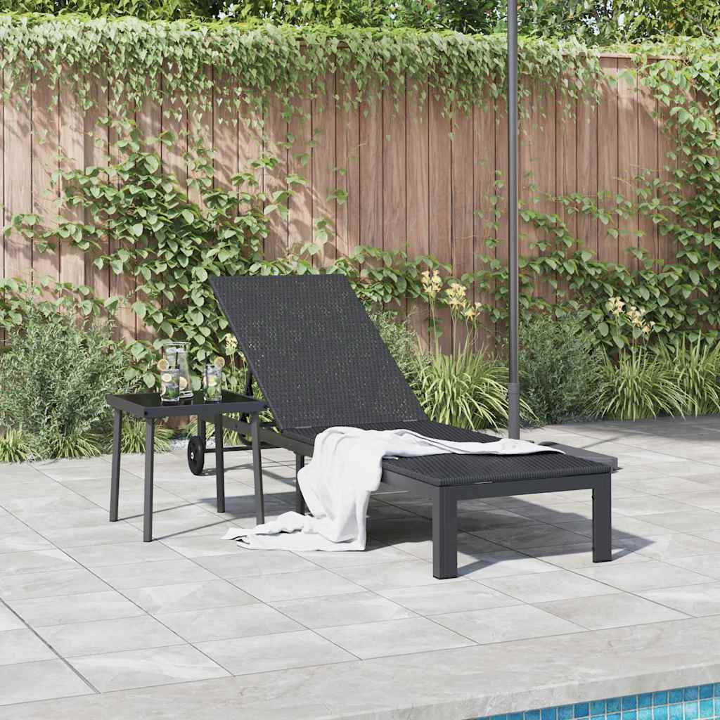 Sunbed Poly Rattan Black