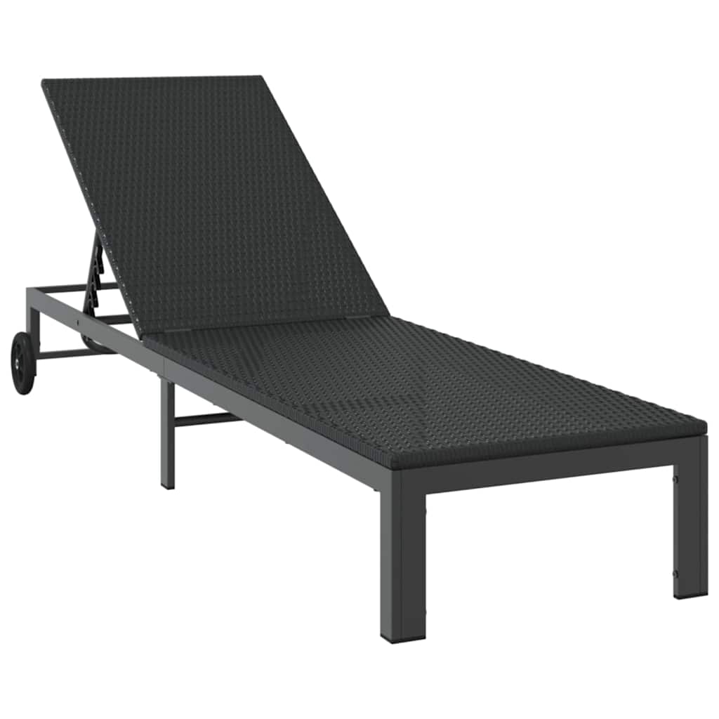 Sunbed Poly Rattan Black