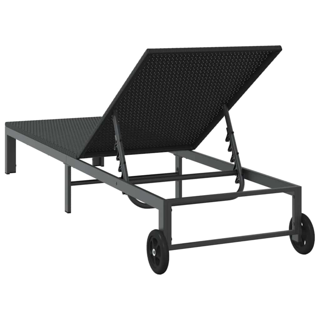 Sunbed Poly Rattan Black