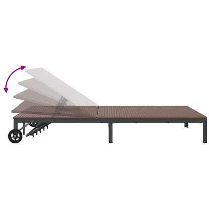 Sunbed Poly Rattan Brown