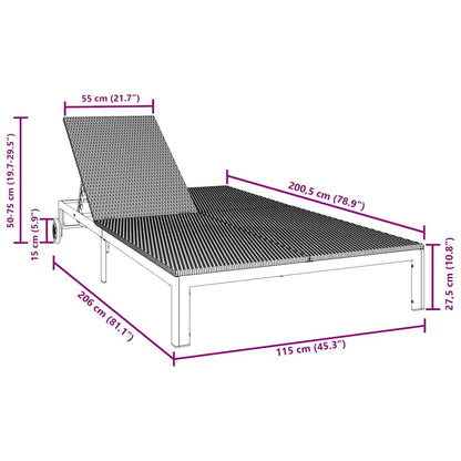 Sunbed Poly Rattan Black