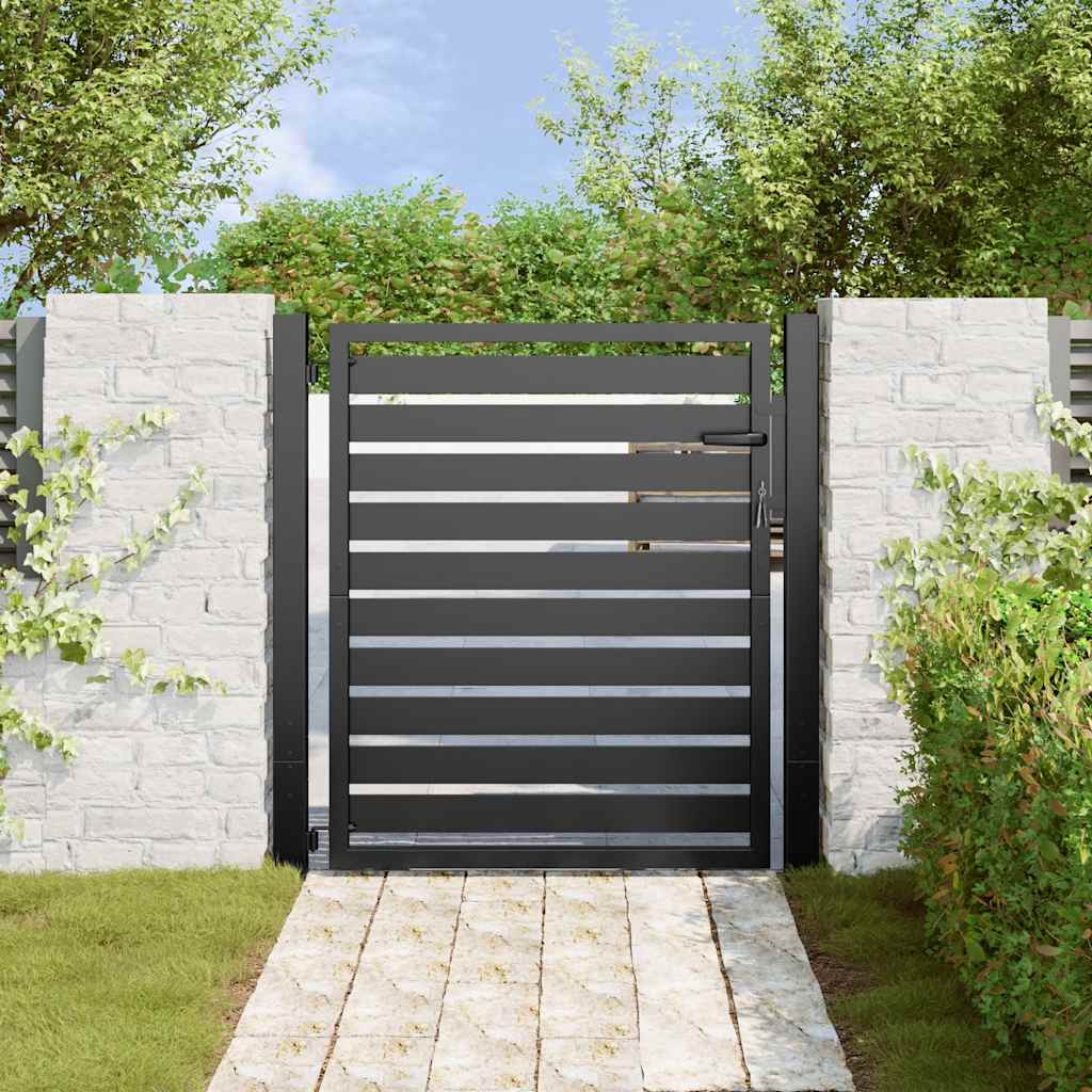 Patio Gate Lockable Black 39.4x39.4" Aluminium