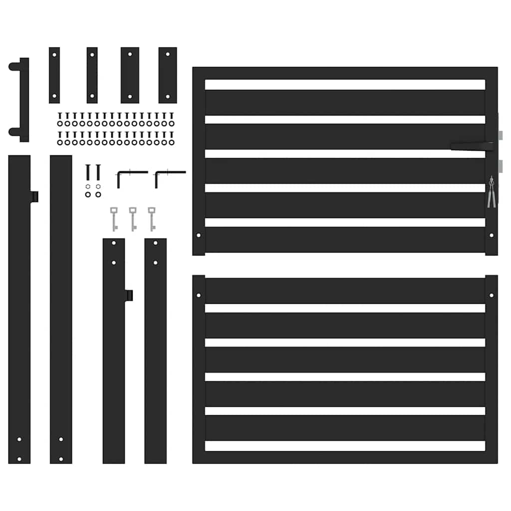 Patio Gate Lockable Black 39.4x39.4" Aluminium