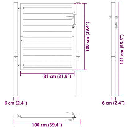 Patio Gate Lockable Black 39.4x39.4" Aluminium