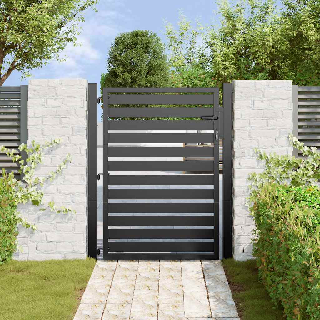 Patio Gate Lockable Black 39.4x47.2" Aluminium