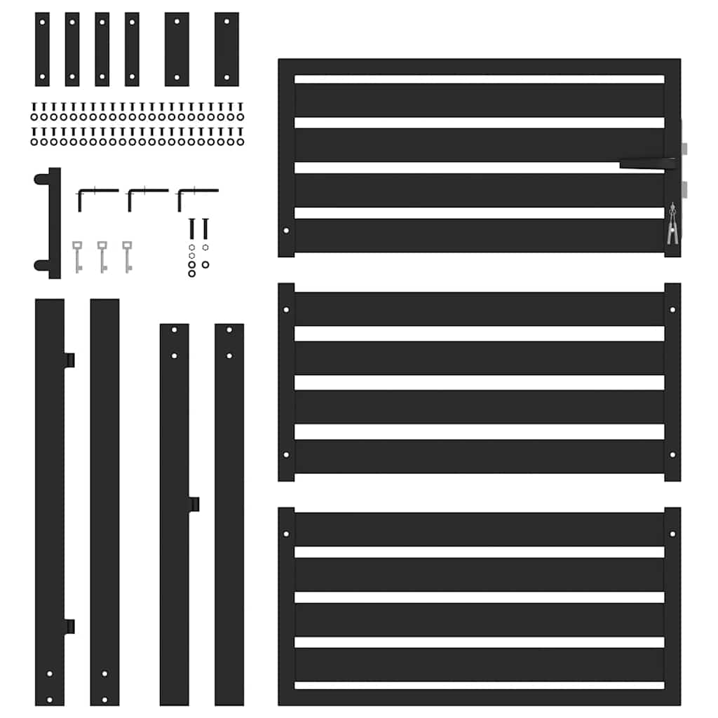 Patio Gate Lockable Black 39.4x47.2" Aluminium