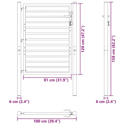 Patio Gate Lockable Black 39.4x47.2" Aluminium
