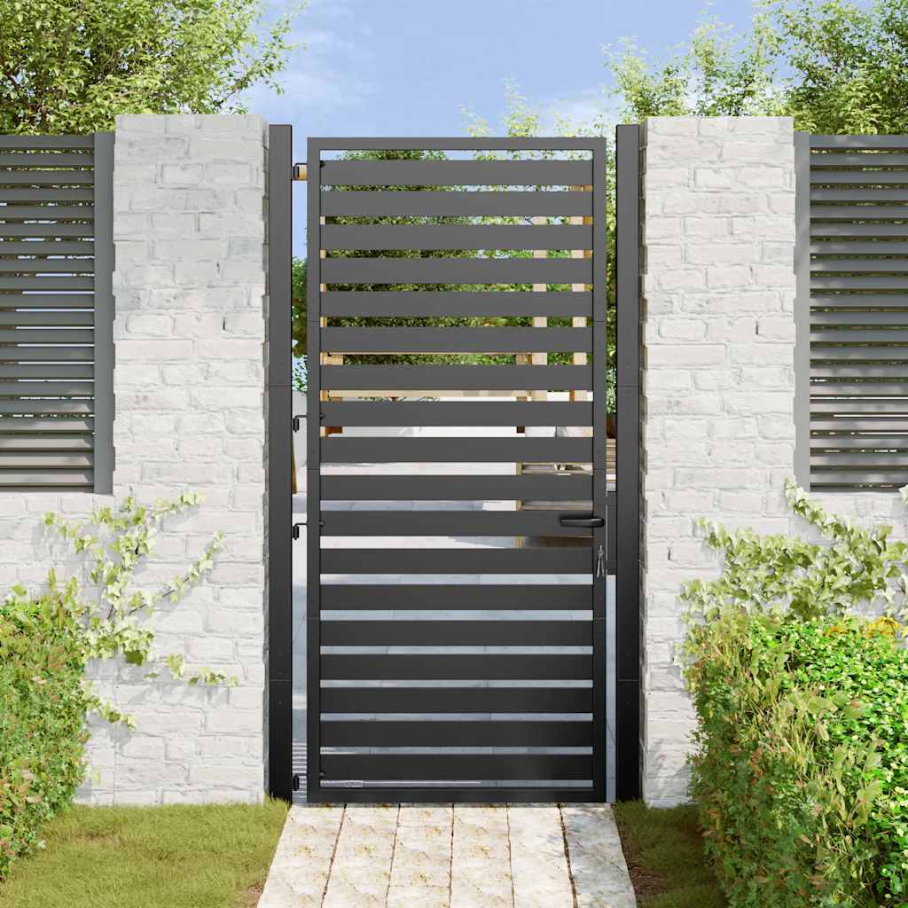 Patio Gate Lockable Black 39.4x70.9" Aluminium