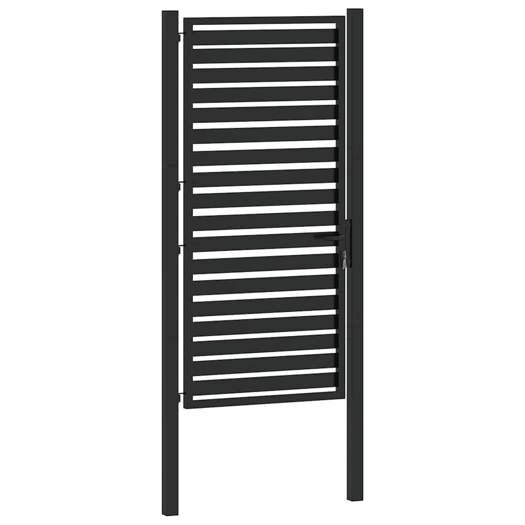 Patio Gate Lockable Black 39.4x70.9" Aluminium