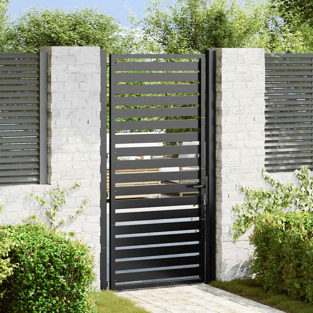 Patio Gate Lockable Black 39.4x70.9" Aluminium