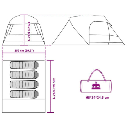 Dome Tent 4-Person with Roof Grey and Orange 455 x 252 x 178 cm