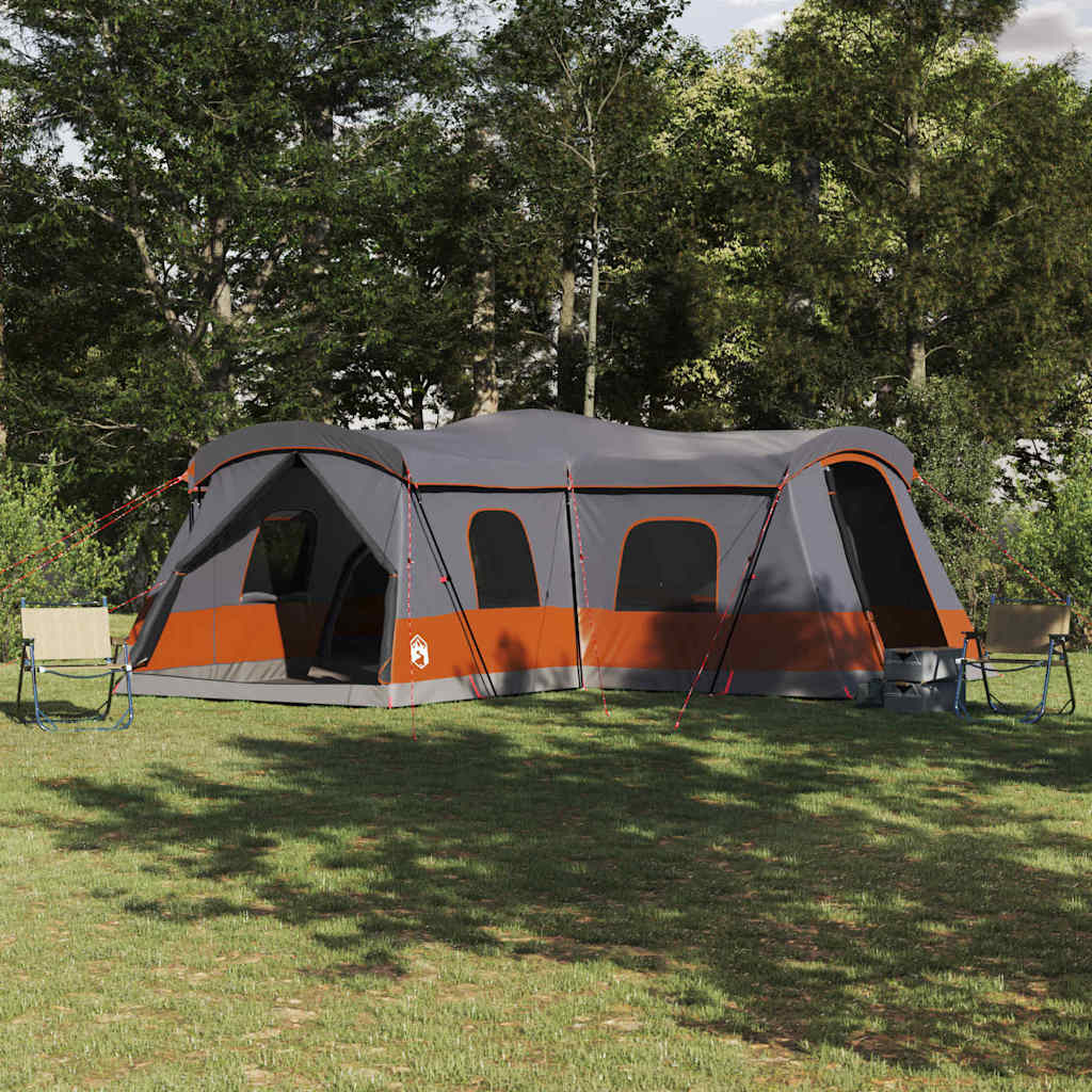 Tent 16-Person with Roof Grey and Orange 680 x 510 x 210 cm
