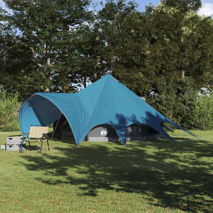 Teepee Tent 5-Person with Roof Blue and Grey 415 x 415 x 247 cm
