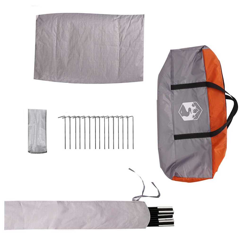 Dome Tent 4-Person with Roof Grey and Orange 505 x 450 x 248 cm