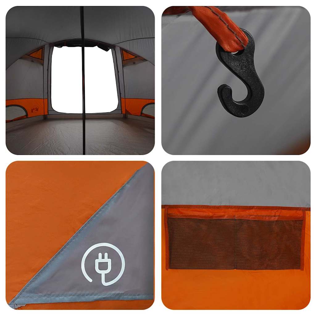 Dome Tent 4-Person with Roof Grey and Orange 505 x 450 x 248 cm
