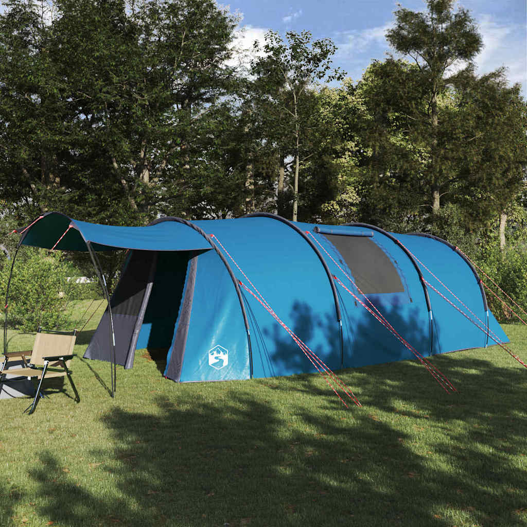 Tunnel Tent 4-Person with Roof Blue and Grey 740 x 370 x 220 cm