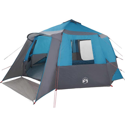 Cabin Tent 12-Person with Roof Blue and Grey 500 x 500 x 294 cm