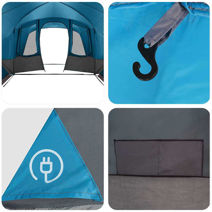 Family Tent 12-Person Blue and Grey 760 x 645 x 230 cm