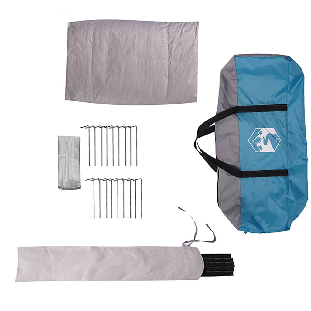 Teepee Tent 8-Person with Roof Blue and Grey 490 x 410 x 210 cm