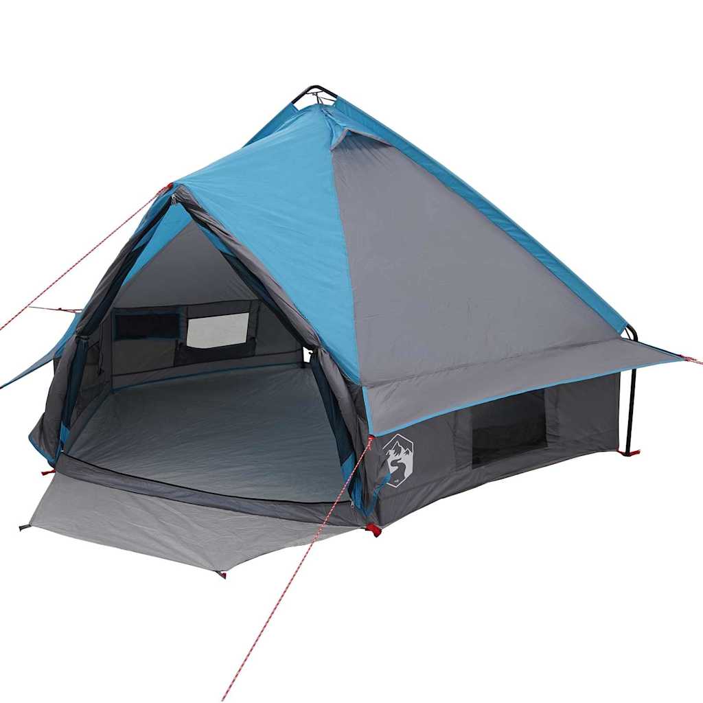Teepee Tent 4-Person with Roof Blue and Grey 388 x 320 x 169 cm