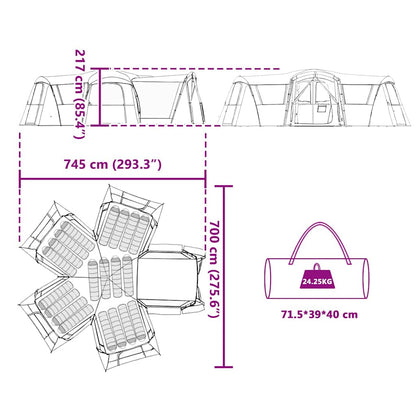 Family Tent 20-Person Grey and Orange 745 x 700 x 217 cm