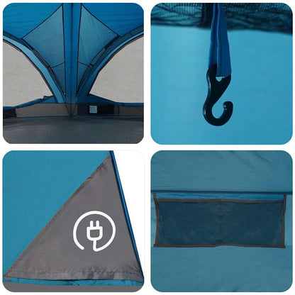 Family Tent 10-Person Blue and Grey 460 x 430 x 214 cm