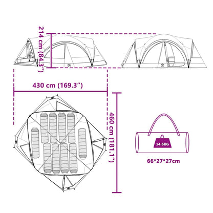 Family Tent 10-Person Blue and Grey 460 x 430 x 214 cm