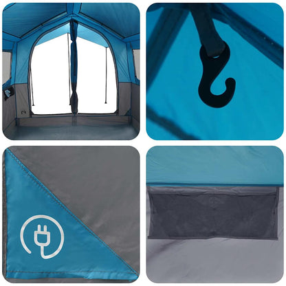 Family Tent 4-Person with Roof Blue and Grey 324 x 255 x 230 cm