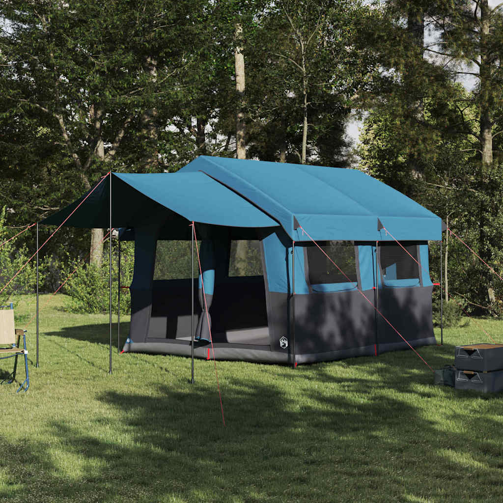 Family Tent 4-Person with Roof Blue and Grey 324 x 255 x 230 cm
